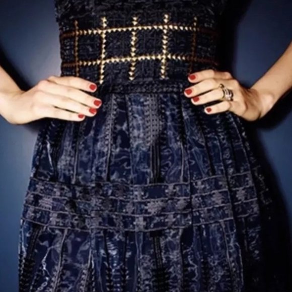 SASS AND BIDE  “CITY OF LIGHTS" NAVY AND GOLD DRESS US SIZE 6 - Picture 7 of 13